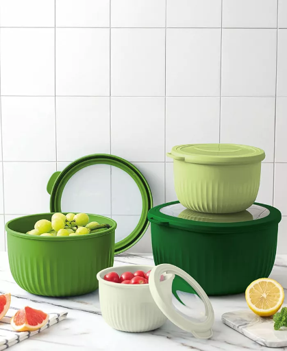 Art & Cook 8-Piece Round Or Rectangle Nesting Bowl Set w/ Lids