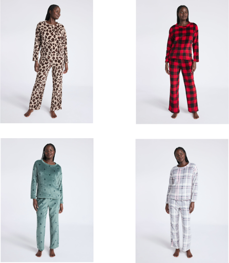 Joyspun Women's Folded Giftable Plush Long Sleeve Top and Pants Pajamas Set, 2-Piece