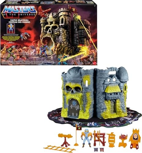 Masters of the Universe Vintage Castle Grayskull Playset w/ Display Mat & Spaceman Figure & Accessories