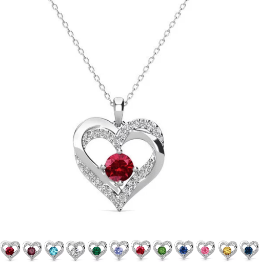 Cate & Chloe Forever Birthstone 18k White Gold Plated Women's Necklace with Swarovski Crystals