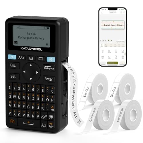 SUPVAN E11 Keyboard & Bluetooth Label Maker Machine with 4 Tapes, Black Deal