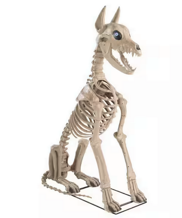 5' Grave & Bones Skelly's Sitting Dog with LifeEyes LCD Eyes