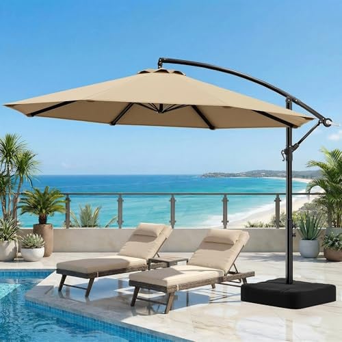 OLILAWN 10 feet Cantilever Offset Patio Umbrella with Base Deal