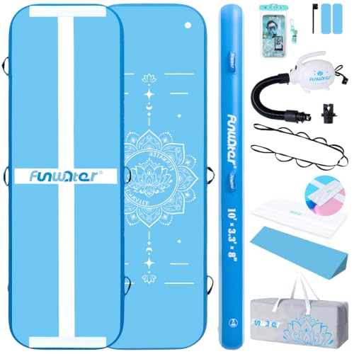 FunWater 10ft Dual-Sided Inflatable Gymnastics Mat Tumble Track 8in Thick
