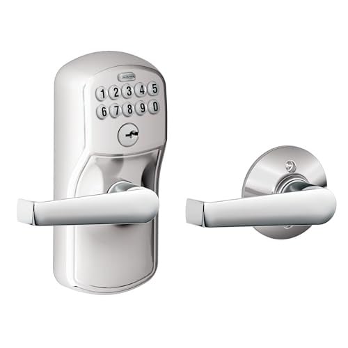 Schlage Plymouth Keypad Lock with Lever Handle, Satin Chrome