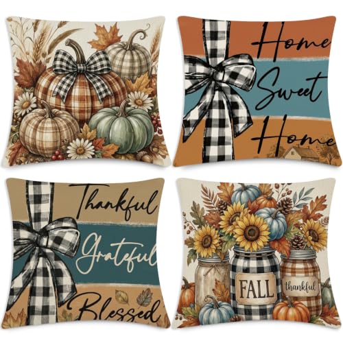 Fall Pumpkin Pillow Covers 4-Pack Deal