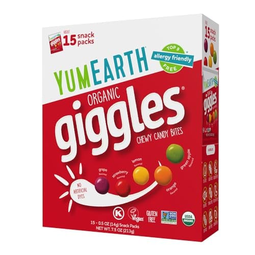 YumEarth Organic Giggles Chewy Candy, 15-Pack 0.5-Oz