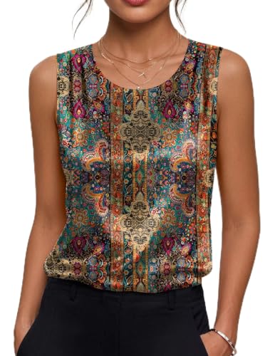 Zeagoo Womens Satin Tank Top Pleated Sleeveless Blouse Deal