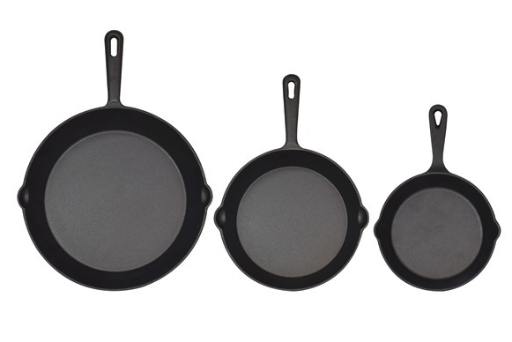 Jim Beam Pre Seasoned Cast Iron Skillets Set of 3 (6", 8" & 10")