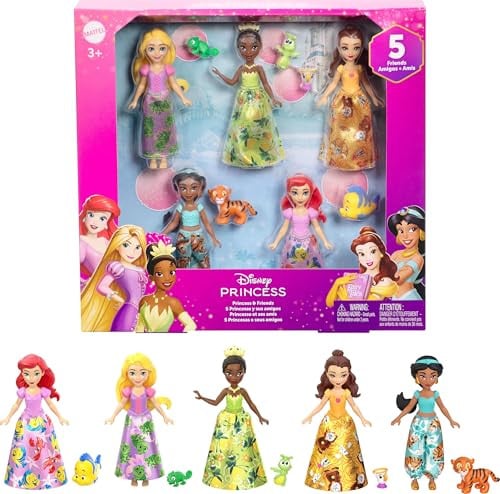 Mattel Disney Princess & Friends Set with 5 Posable Small Dolls and 5 Friend Figures Deal