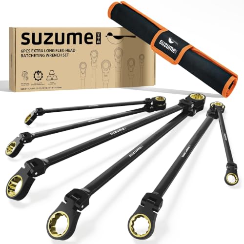 Suzume 6-Pc Extra Long Flex Head Ratcheting Wrench Set (8-19mm) Deal
