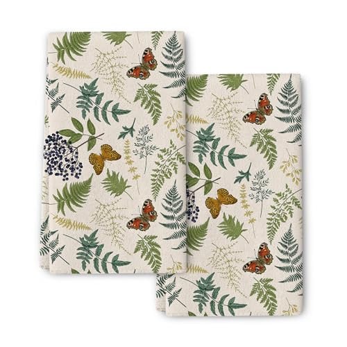 Botanic Butterfly or Funny Vegetables Kitchen Towels Decorative Set of 2 Deal