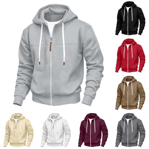 Loose Fit Zip Up Fleece Hoodie with Pockets