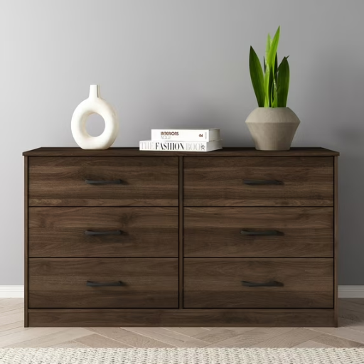 Mainstays Ardent 53.75" 6-Drawer Dresser Dark Walnut