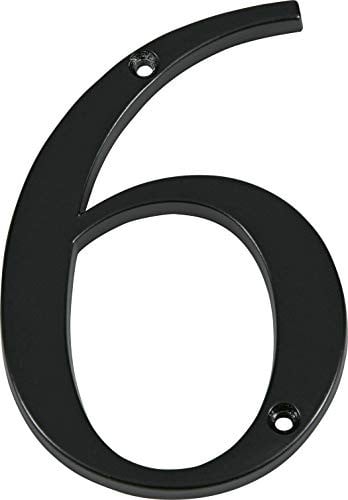 Hillman Distinctions 4" Black Zinc Flush Mount House Number (Number 6)
