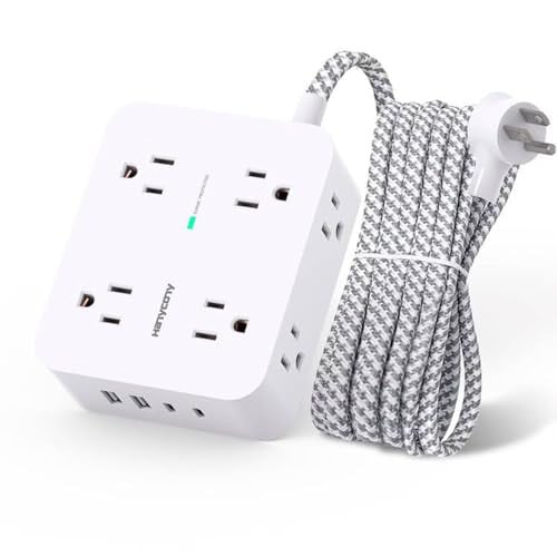 HANYCONY Surge Protector Power Strip w/ 8 Outlets & 4 USB Ports (2 USB-C), 5Ft Braided Extension Cord Deal