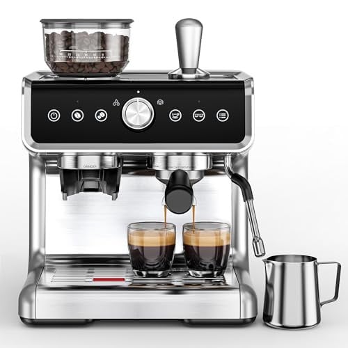 EUHOMY 20-Bar Espresso Machine w/ Grinder & Steam Wand