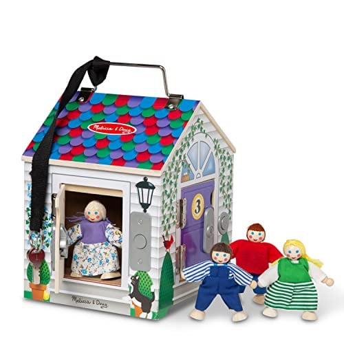 Melissa & Doug Take-Along Wooden Doorbell Dollhouse