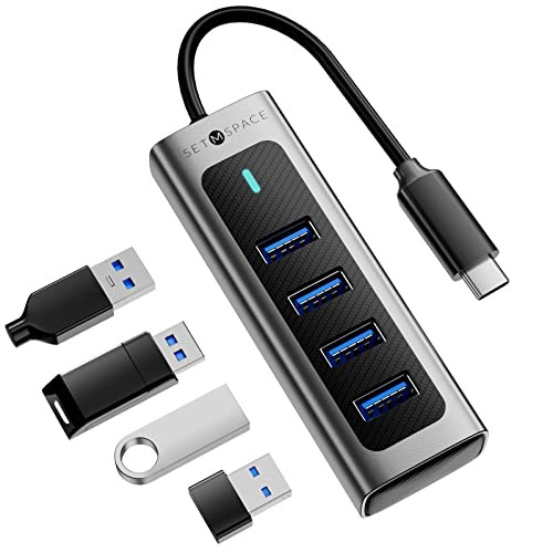 SETMSPACE USB-C Hub w/ 4 USB-A 3.0 Ports & 5.9" Cable