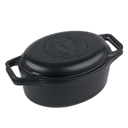 Victoria Cast Iron Oval Dutch Oven + Skillet Cover 6-Quart 2-Piece Deal