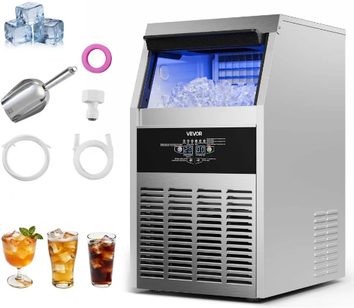 VEVOR 130 lbs/24h Commercial Ice Maker Machine w/ 30 lbs Storage