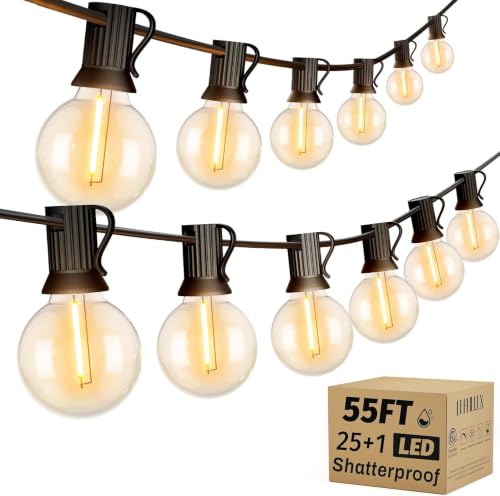 50FT String Lights Outdoor, Shatterproof Patio Lights