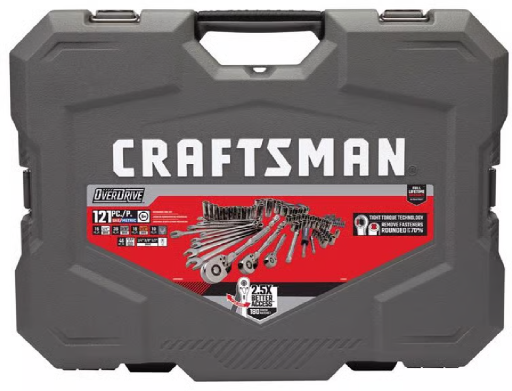 Craftsman OVERDRIVE 1/4 & 3/8 & 1/2 in. drive Metric/SAE 6 Point Mechanic's Tool Set 121 pc