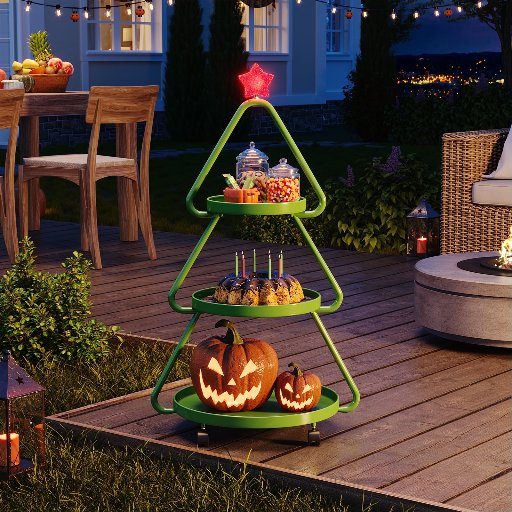 Pinmoco 3 Tier Christmas Tree Rolling Storage Cart