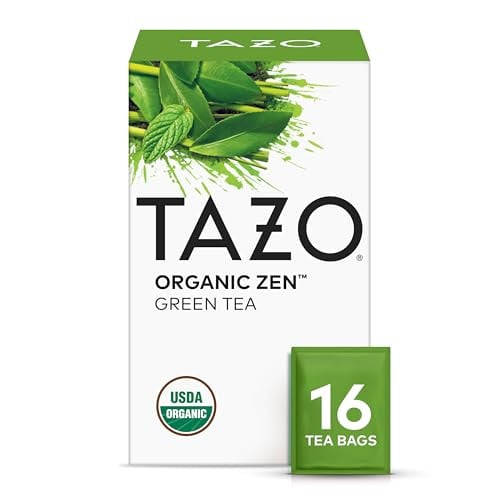 Tazo Organic Zen Caffeinated Green Tea Bags (Lemongrass & Spearmint) 16-Count