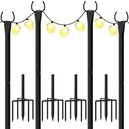 WeValor 10ft String Light Poles for Outside, 4-Pack Deal