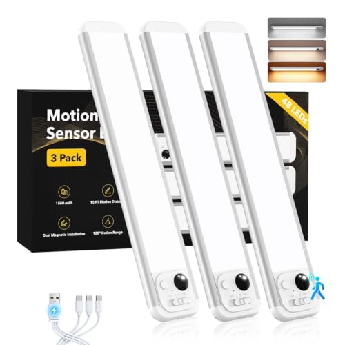RUIKORING 8.5" Motion Sensing Under Cabinet Lighting 3-Pack