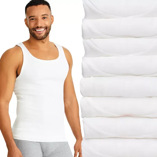 8-Pack Hanes Men's Ultimate ComfortSoft Ribbed Tank Undershirt