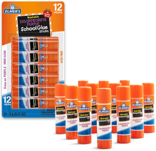 Elmer's Disappearing Purple Washable School Glue Sticks 12-Count 6g Deal