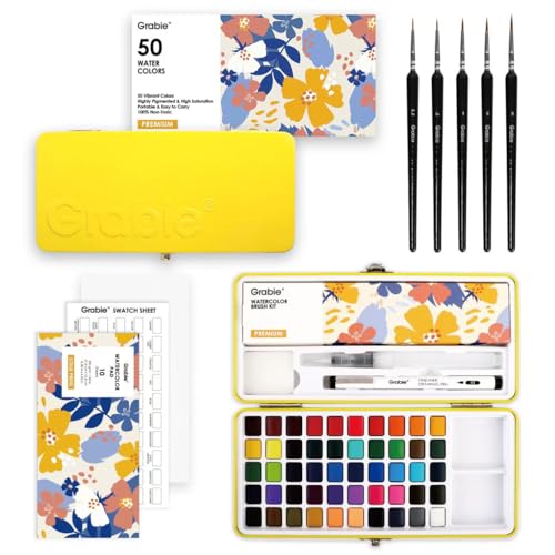 Grabie 50 Color Watercolor Paint Set with Brush Pens Deal