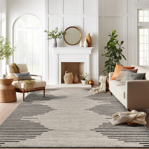 Damarcus Geometric Area Rug 7'10" x 10' (Cream/Black/Gray)