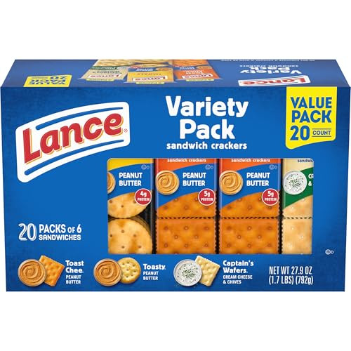 Lance Sandwich Crackers, Variety Pack, 20 Individually Wrapped Packs