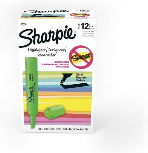 Sharpie Chisel Tip Fluorescent Green Highlighters 12-Count Deal