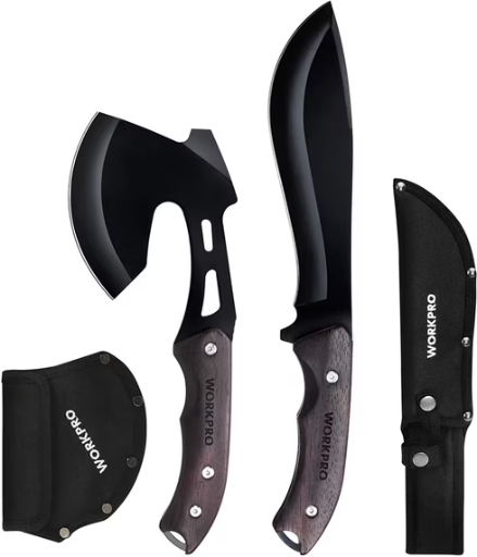 WORKPRO 10-inch Axe and 13-inch Fixed Blade Knife Combo Set