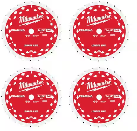 Milwaukee 7-1/4 in. x 24-Tooth Framing Circular Saw Blades (4-Pack)