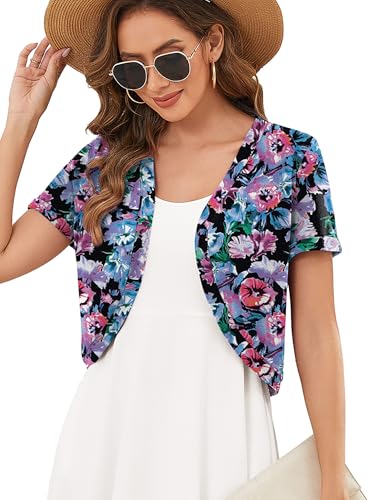 Heymoments Women's Short Sleeve Front Cropped Cardigan Deal