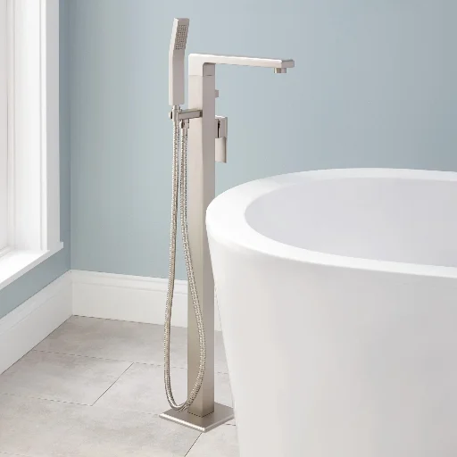 Signature Hardware Ryle Floor Mounted Tub Filler w/ Hand Shower