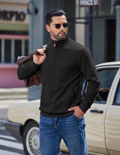 COOFANDY Quarter Zip Pullover Shirts - Color Options Deal