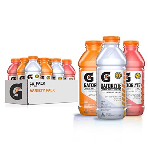 Gatorlyte Rapid Rehydration Electrolyte Drink, 20 fl oz Bottles, 12 Pack