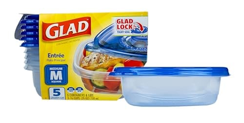 Glad GladWare Entree Food Storage Containers, Medium Square 5 Count 25 Oz Deal