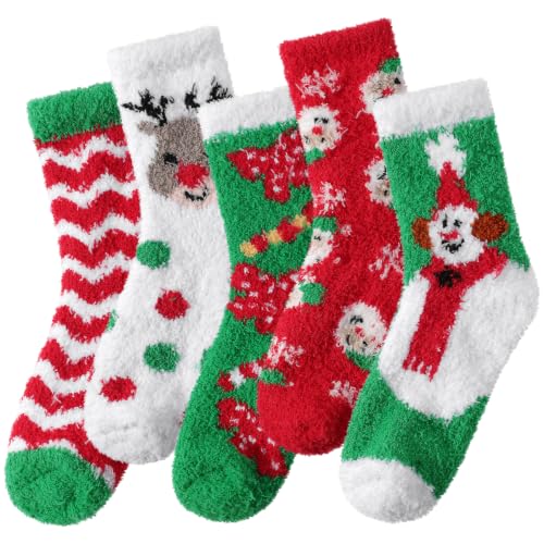 Loiyadn Women's Fuzzy Cartoon Slipper Socks 5-Pack Deal