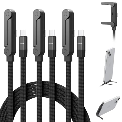 3-Pack 5' Mitesbony 240W USB-C to USB-C Cable w/ Built-in Phone Stand