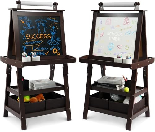 3-in-1 Adjustable Wooden Kids Drawing Easel