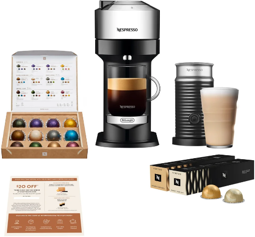 Nespresso Vertuo Next Deluxe with Aeroccino 3 and 32 Capsules