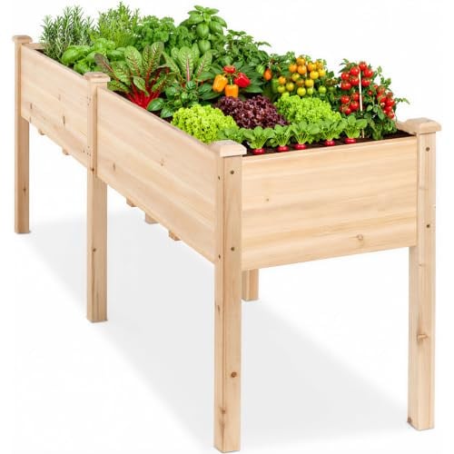 DUMOS Raised Garden Bed 72x23x30 Inch Natural Wood