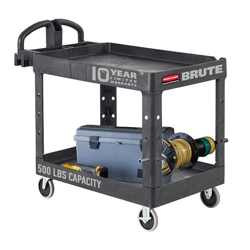 Rubbermaid Commercial Products 2-Shelf Utility/Service Cart, Medium, Black Deal